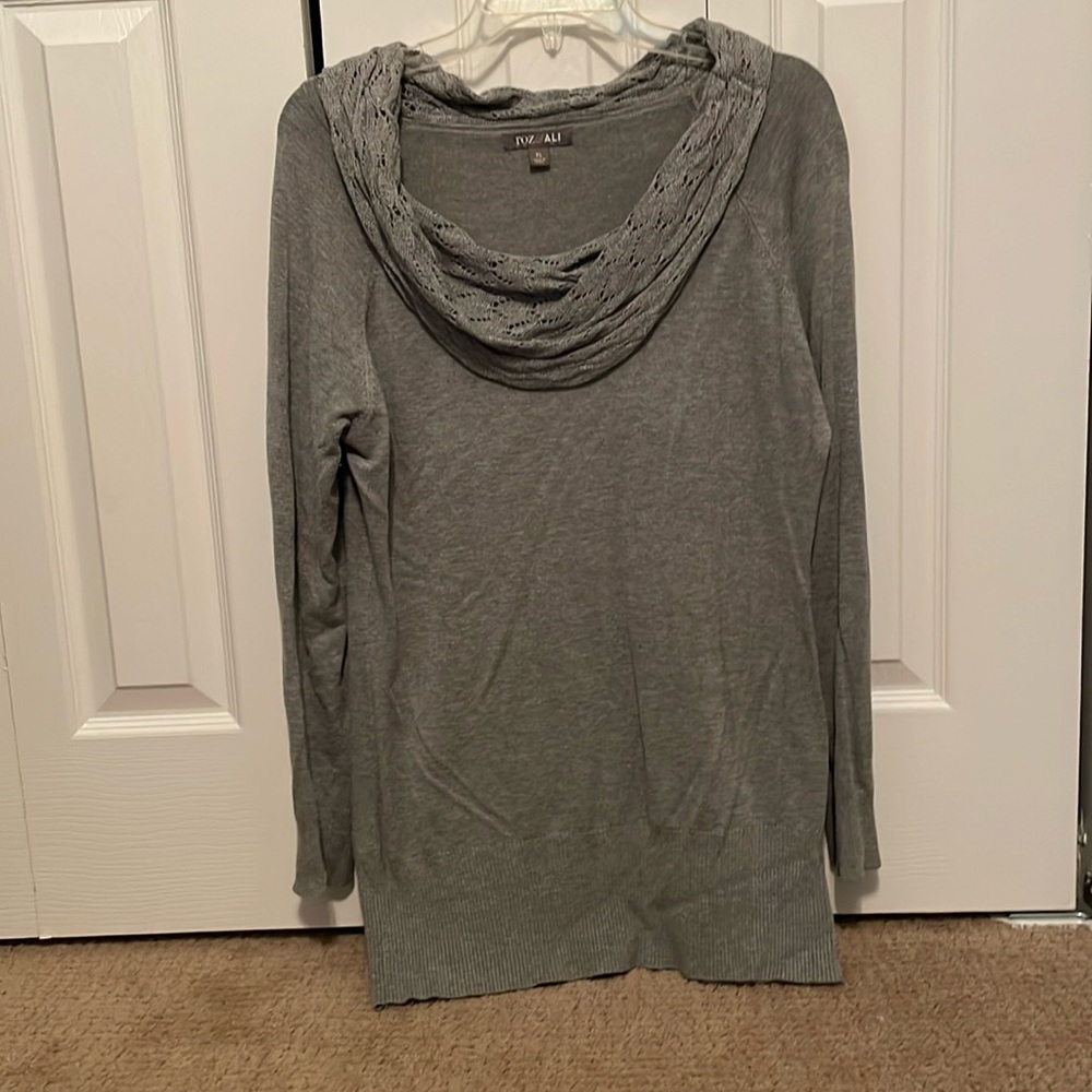 Grey Roz & Ali cowl neck sweater